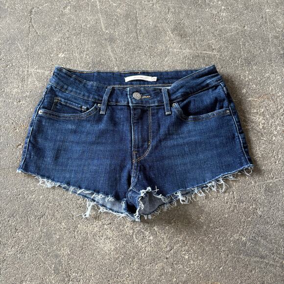 Levi's Cut Off Denim Jean Shorts Size 26 Blue Dark Summer Booty Stretch 2" 711 - Picture 1 of 9